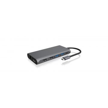 ICY BOX IB-DK4050-CPD Bedraad USB 3.2 Gen 1 (3.1 Gen 1) Type-C Antraciet