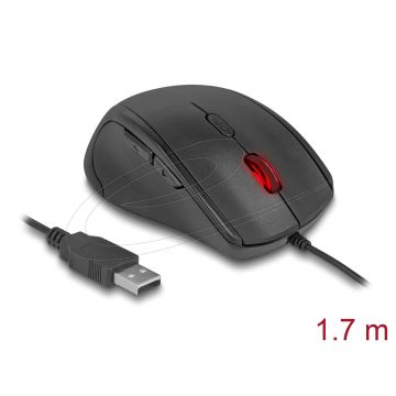 DELOCK Ergonomische optische 5-Tasten USB Maus - Linkshänder (12548) thumbnail