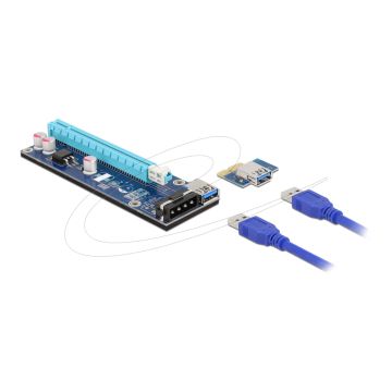 Delock Riser Karte PCI Express x1 zu x16 mit 60 cm USB Kabel (41430) thumbnail