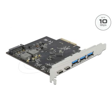 Delock PCI Express x4 Karte zu 2 x USB Type-C™ + 3 x USB Typ-A - SuperSpeed USB 10 Gbps (89064) thumbnail