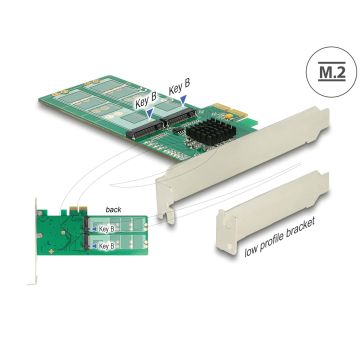 Delock PCI Express x2 Karte > 4 x intern M.2 Key B - Low Profile Formfaktor (89588) thumbnail