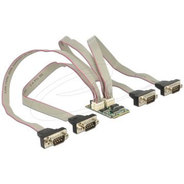 DeLock MiniPCIe I/O PCIe full size 4 x Serial RS-232 with Voltage Supply - Serieller Adapter - PCI Express 2,0 Mini Card - RS-23 (95244) thumbnail