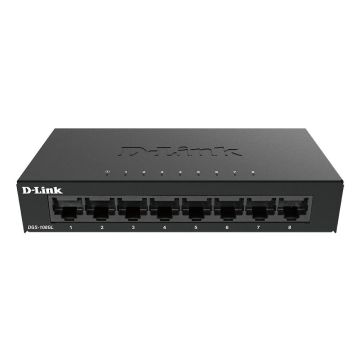 D-Link DGS-108GL netwerk-switch Unmanaged Gigabit Ethernet (10/100/1000) Zwart (DGS-108GL) thumbnail