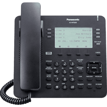 PANASONIC KX-NT630NE-B IP-Systemtelefon schwarz 6 Zeilen LCD Display bel. 6 x 4 flexible Funktionstasten 2,5 mm Headset Buchse P (KX-NT630NE-B) thumbnail