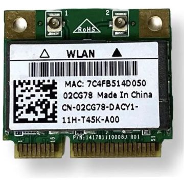 Dell DW1701 (Broadcom BCM94313HMBG) Atheros Draft N 2CG78 Wireless WLAN Wi-Fi Card - 802.11b/g/n - Bluetooth - PCI Express Half  (2CG78) thumbnail