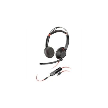 HP Poly Blackwire 5220 8M3W5AA Wired Stereo Headset - Black - 3.5mm Plug - USB-C / USB-A Adapters - Microsoft Teams Certified -  (8M3W5AA) thumbnail
