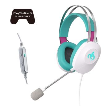 ASUS TUF Gaming H1 Gen II Hatsune Miku Edition Headset Bedraad Hoofdband Gamen USB Type-A Roze, Turkoois, Wit (90YH048B-BHUA00) thumbnail
