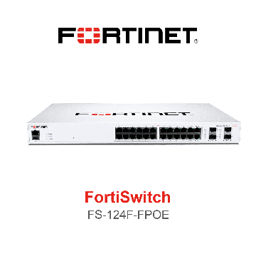 Fortinet L2+ managed POE switch with 24GE + 4SFP+, 24port POE with max 370W limit and smart fan temperature control (FS-124F-FPOE) thumbnail