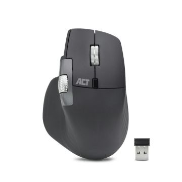 ACT Draadloze multi-connect muis Bluetooth en USB ontvanger, oplaadbaar, 4800 DPI met stille klik, snel scrolwiel en duimscrolwiel, gemaakt van gerecyclede materialen (AC5147) thumbnail