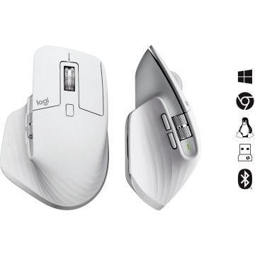 Logitech MX Master 3S. Formfaktor: rechts. Bewegungerfassungs Technologie: Laser, Geräteschnittstelle: RF Wireless + Bluetooth,  (910-006558) thumbnail