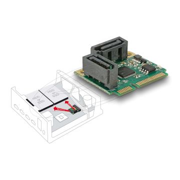 Delock Mini PCIe I/O PCIe half size 2 x SATA 6 Gb/s (95260) thumbnail