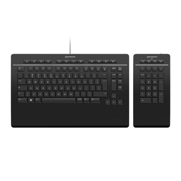 3Dconnexion Keyboard Pro with Numpad toetsenbord USB + RF Wireless + Bluetooth AZERTY Frans Zwart