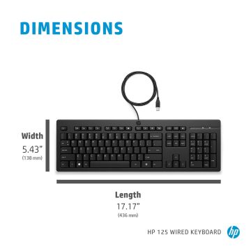 HP 125 Wired Keyboard INTL (M27527-L31) (M27527-L31) thumbnail