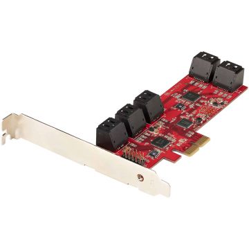 StarTech.com SATA PCIe Kaart, 10 Port PCIe SATA Uitbreidingskaart, 6Gbps, Low/Full Profile, Stacked SATA Connectors, ASM1062 Non-Raid, PCI Express naar SATA Converter/Adapter