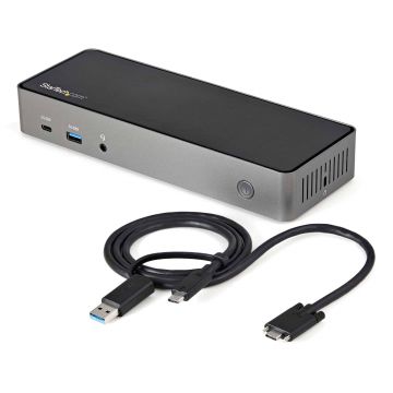 StarTech.com USB-C & USB-A Dock - Hybride Universeel Triple Monitor Laptop Docking Station DisplayPort & HDMI 4K 60Hz - 85W Power Delivery, 6x USB Hub, GbE, Audio - USB 3.1 Gen 2 10Gbps