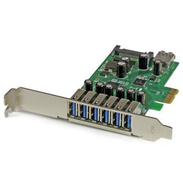 StarTech.com 7 Port PCI Express USB 3.0 Kaart - 5Gbps - Standard & Low-Profile - SATA - UASP Support - 1 Intern & 6 Extern Poorten (PEXUSB3S7) thumbnail