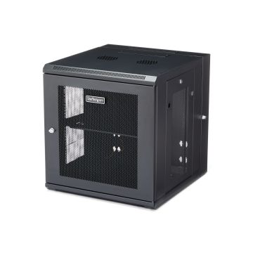 StarTech.com 4 Post 12U Wandmonteerbare Netwerkkast met 1U Schap, 19" Scharnierende Patchkast voor Data/AV/Electronica/Computer Apparatuur, Veelzijdig Geventileerd Server Rack, Vergrendelbaar (RK1224WALHM) thumbnail