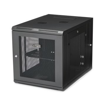 StarTech.com 4 Post 12U Wandmonteerbare Netwerkkast met 1U Schap, 19" Scharnierende Patchkast voor Data/AV/Electronica/Computer Apparatuur, Veelzijdig Geventileerd Server Rack, Vergrendelbaar (RK1232WALHM) thumbnail