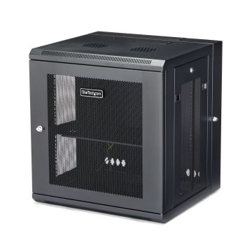 StarTech.com 4 Post 12U Wandmonteerbare Netwerkkast met 1U Schap, 19" Scharnierende Patchkast voor Data/AV/Electronica/Computer Apparatuur, Veelzijdig Geventileerd Server Rack, Vergrendelbaar (RK12WALHM) thumbnail