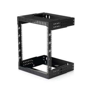 StarTech.com 2 Post 12U Heavy-Duty Wandmonteerbare Server Rack, 19" Open Frame Netwerk Rack met Verstelbare Diepte, Data Rack voor IT/AV/Patchpaneel/Computer Apparatuur, Incl Kooimoeren en Schroeven (RK12WALLOA) thumbnail