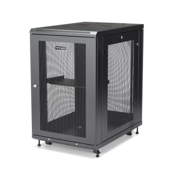 StarTech.com 18U Enterprise-Grade Server Rack Cabinet Kit, 19in Vergrendelbare 4-Post Patchkast met Schap en Kabelbeheer, 75cm Montagediepte, 450kg Draagkracht (RK1833BKM) thumbnail