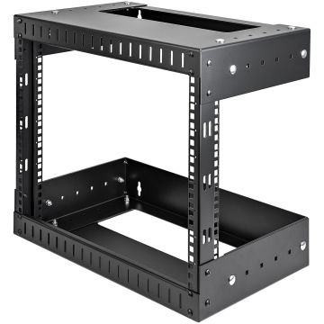 StarTech.com 2 Post 8U Heavy-Duty Wandmonteerbare Server Rack, 19" Open Frame Netwerk Rack met Verstelbare Diepte, Data Rack voor IT/AV/Patchpaneel/Computer Apparatuur, Incl Kooimoeren en Schroeven (RK812WALLOA) thumbnail