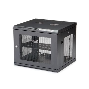 StarTech.com 4 Post 9U Wandmonteerbare Netwerkkast met 1U Schap, 19" Patchkast voor Data/AV/Electronica/Computer Apparatuur, Compacte Geventileerd Server Rack, Vergrendelbaar (RK920WALM) thumbnail