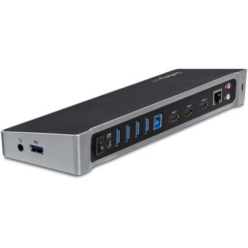 StarTech.com Triple Monitor USB 3.0 Docking Station met 2x 4K DisplayPort & HDMI - 5 Port USB-A Hub (1x Fast-Charge), 3.5mm Audio, GbE - USB Type A Universeel Laptop Dock voor MacOS / Windows