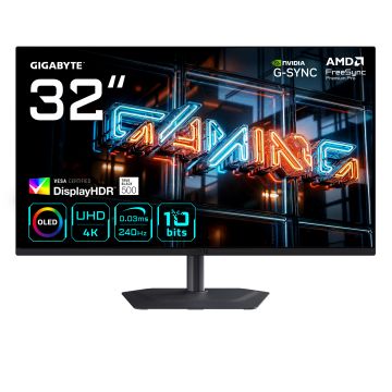 GIGABYTE MO32U24 computer monitor 80 cm (31.5") 3840 x 2160 Pixels 4K Ultra HD QD-OLED Zwart (MO32U24 EK) thumbnail