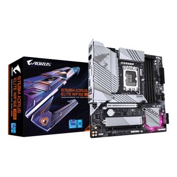 GIGABYTE B760M AORUS ELITE WIFI6E GEN5 Intel B760 LGA 1700 micro ATX (B760M ELITE WIFI6E GEN5) thumbnail