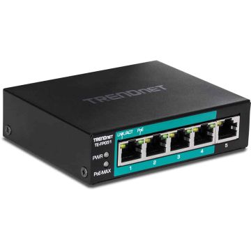 Trendnet TE-FP051 netwerk-switch Unmanaged Fast Ethernet (10/100) Power over Ethernet (PoE) Zwart (TE-FP051) thumbnail