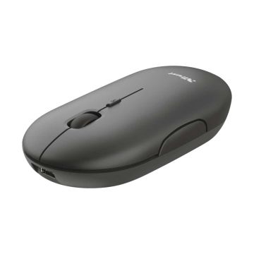 Trust Puck Draadloze Muis - Multi-device muis – USB en Bluetooth verbinding – 1600 DPI – Grijs (24059) thumbnail