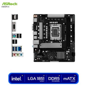 Asrock Micro ATX Motherboard Intel H810 LGA 1851 DDR5 (90-MXBS40-A0UAYZ) thumbnail