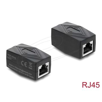 DELOCK Adapter Kuppl. RJ45 Bu > Bu Cat.6 geschirmt schwarz (90838) thumbnail