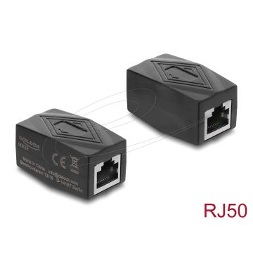 DELOCK Adapter Kupplung RJ50 Bu > Bu geschirmt schwarz (90839) thumbnail