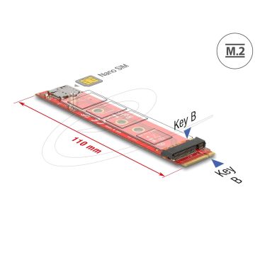 DeLOCK Adapter M.2 key B male > M.2 key B slot port saver + Nano SIM slot - Speicher-Controller - M.2 Card - M.2 Card (65921) thumbnail
