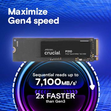 Micron SSD  500GB Crucial M.2  (2280)  P310 NVMe PCIe Gen4 intern retail (CT500P310SSD8) thumbnail