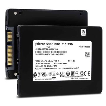 Micron 5300 PRO MTFDDAK7T6TDS 1AW16TAYY 7.68TB SATA 6Gb/s 3D TLC TCG SED 2.5in Solid State Drive (MTFDDAK7T6TDS-1AW16TAYY) thumbnail