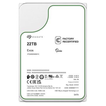 Seagate Exos ST22000NM001C 22TB 7.2K RPM SATA 6Gb/s 512e 512MB 3.5in HDD (ST22000NM001C) thumbnail