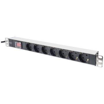 DIGITUS 48,30cm (19) Steckdosenleiste 7fach mit Ein/Aus Schalter RAL7035 grau (DN-19 PDU-7S) (DN-19 PDU-7S) thumbnail
