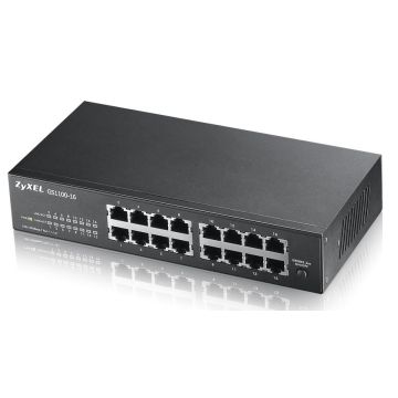 Zyxel GS1100-16 Unmanaged Gigabit Ethernet (10/100/1000) Zwart (GS1100-16E-EU0101F) thumbnail