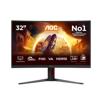 AOC G4 C32G4Z computer monitor 80 cm (31.5") 1920 x 1080 Pixels Full HD LCD Zwart, Rood (C32G4Z) thumbnail