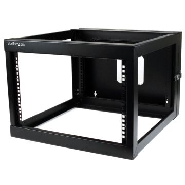 StarTech.com 4 Post 6U Scharnierend Wall-Mount Server Rack, 19" Open Frame Netwerk Rack, 50cm Montage Diepte, Swing Out Data Rack voor IT/AV/Patchpaneel/Computer (RK619WALLOH) thumbnail