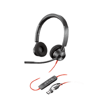 HP Poly Blackwire 3320 Stereo USB-C Headset +USB-C/A Adapter[DAMAGED BOX] (8X219AA-NOB) thumbnail