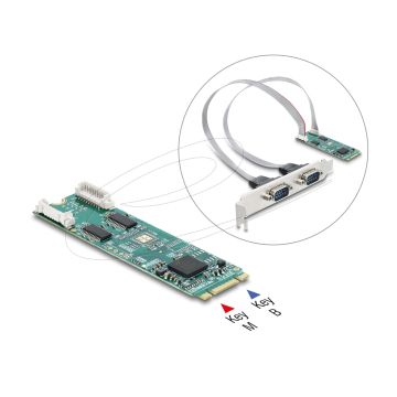 DELOCK M.2 Karte zu 2x Seriell RS-232 DB9 Standard/Low Prof. (95284) thumbnail