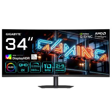 GIGABYTE MO34WQC36 computer monitor 86,4 cm (34") 3440 x 1440 Pixels Wide Quad HD QD-OLED Zwart (MO34WQC36 EK) thumbnail