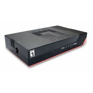 LevelOne GSW-0507 netwerk-switch Unmanaged Gigabit Ethernet (10/100/1000) Zwart, Rood (0530147) thumbnail