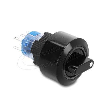 Delock Drehschalter (On-Off-On) rastend 2 x Wechselschalter 6 x Lötanschluss IP65 22 mm schwarz (20991) thumbnail