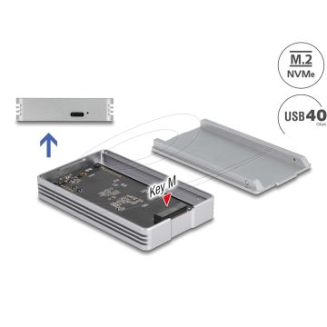 Delock USB Type-C™ 40 Gbps Gehäuse für 1 x M.2 NVMe PCIe SSD mit Lüfter - werkzeugfrei (42034) thumbnail