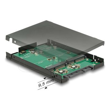Delock 2.5? Konverter SATA 22 Pin > 2 x mSATA mit RAID mit Gehäuse (62594) (62594) thumbnail